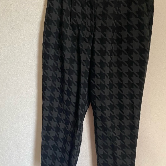 Ann Taylor Houndstooth Textured Black High Waist Ankle Workwear Office Pants 8P - Picture 2 of 12